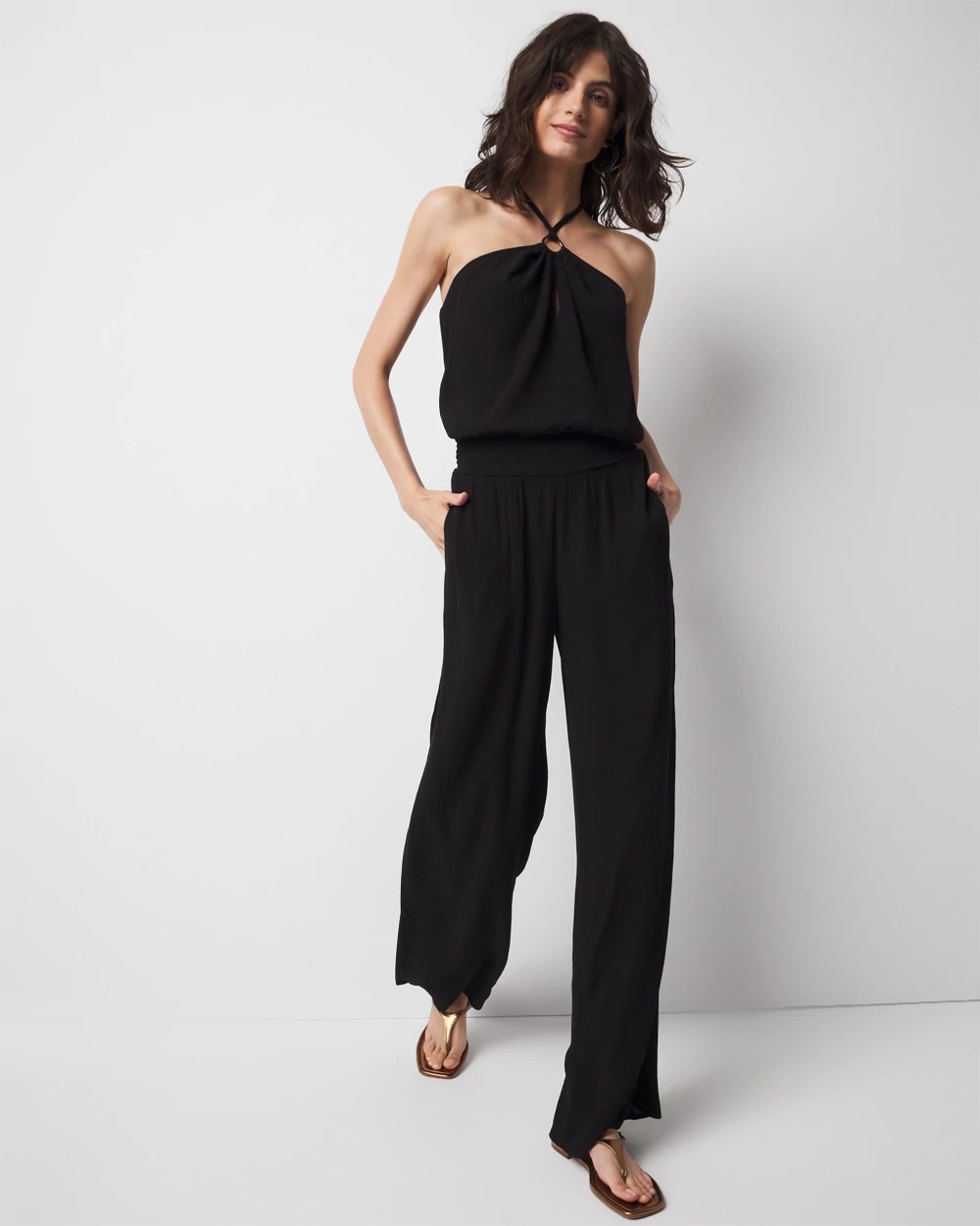 Halter O-Ring Jumpsuit Coverup | White House Black Market